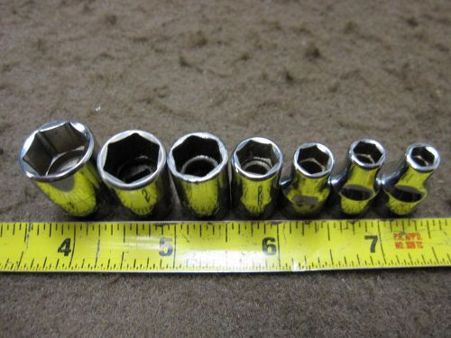 SNAP ON 7 PC 6 POINT SHALLOW SOCKET SET 1/4&#034; DR 3/16&#034; - 1/2&#034;