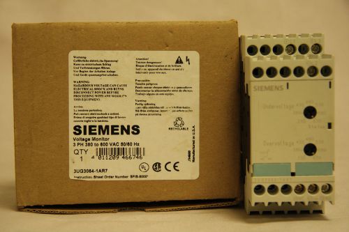 Siemens 3UG3064-1AR7 Voltage Monitor 380 - 600 VAC 50/60Hz Sensing Relay 3Ph NEW