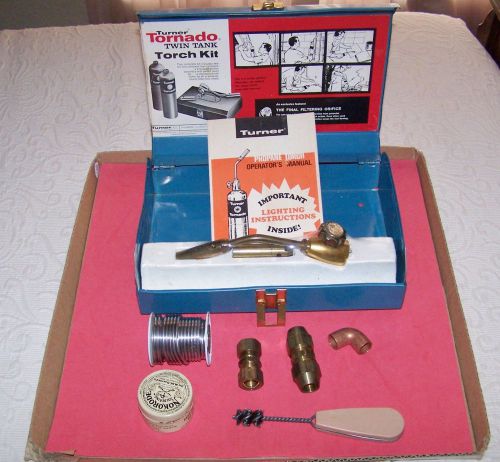 Vintage Turner Propane Torch Kit, Brass Accessories, Metal Case, Instructions