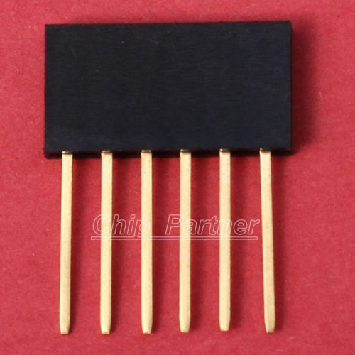 20pcs pc104 black 1x6pin long female pin socket connector 11mm 2.54mm for sale