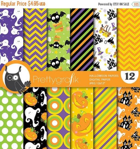 80% OFF SALE Halloween digital papers, commercial use, scrapbook papers, backgro