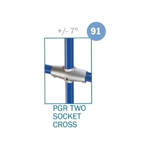 Kee Safety 91-8 PGR Two Socket Cross Galvanized Steel 1-1/2&#034; IPS (1.94&#034; ID)