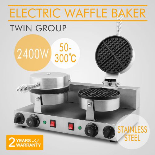 COMMERCIAL ELECTRIC DOUBLE WAFFLE MAKER BAKER THERMOSTAT NON-STICK KITCHEN
