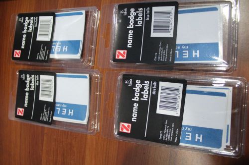 4 pack - Self Adhesive Name Badge Labels 4x25 Labels 3-3/8 x 2-1/4 Inches, Blue