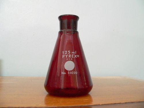 125ml Corning Pyrex Erlenmeyer Low Actinic Red Flask #55020