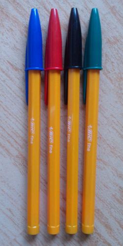 New original 4 x BIC ORANGE FINE 0.3 mm ball pens 4 different colors fine line