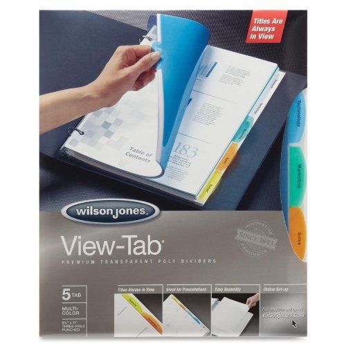 Wilson Jones View-Tab Transparent Dividers, 5-Tab, 8.5 x 11 Inch Sheet Size, New