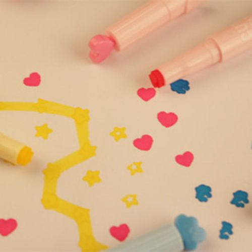 Popular 6pcs Candy Colors Stationer  multi shape Highlighters Marker Pen Writing