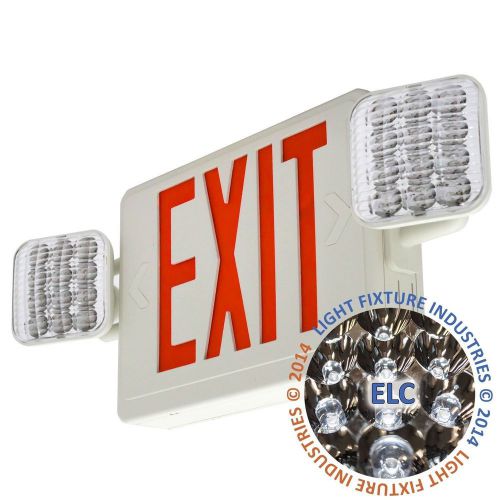 Red ALL LED Exit Sign &amp; Emergency Light Standard Combo NEW