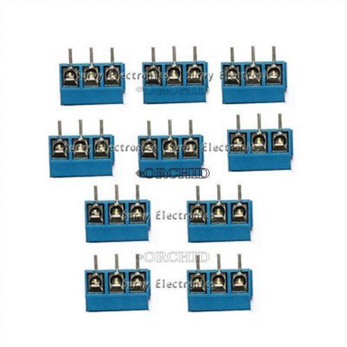 10 pcs 3p 3-pin plug-in screw terminal block connector 5.08mm pitch through hole for sale