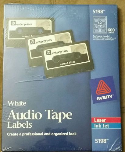 1 New Pack Avery 5198 Laser Audio Tape Labels White 600 Labels Total Sealed