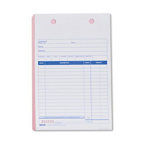 Sales form for registers, 5 1/2 x 8 1/2, blue print three-part, 500 forms for sale