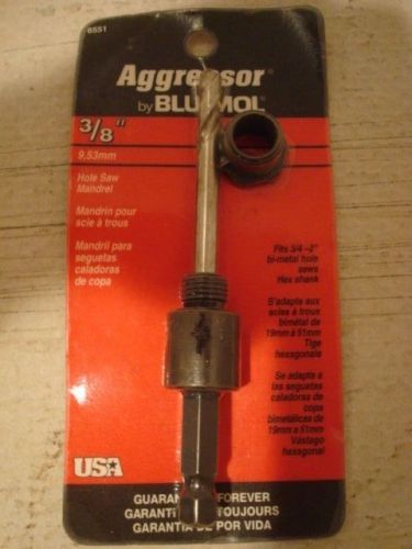 NEW SEALED BLU-MOL AGGRESSOR BI-METAL 3/8&#034; HOLE SAW MANDREL