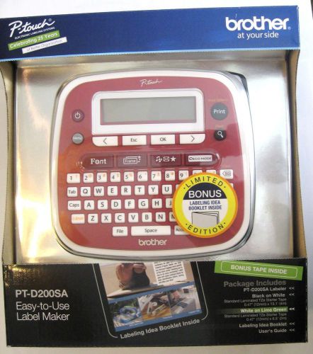 NEW LIMITED EDITION BROTHER P-TOUCH PT-D200SA LABEL PRINTER MAKER w/ BONUS TAPE