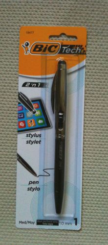 Bic Tech 2 in 1 Retractable Ballpoint Pen and Stylus, Black Silver Barrel
