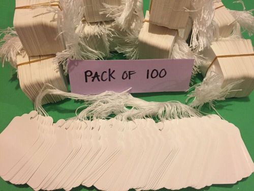 100 Pcs Blank Strung Merchandise Tags #7 New Price Tag 1-7/16&#034; x 2-1/8&#034; Deluxe