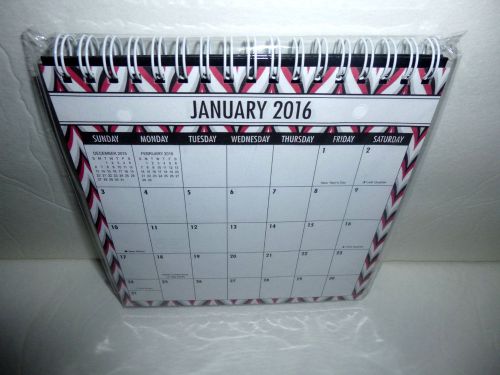 2016 Desk Calendar with Stand-Red, Black &amp; White-Brand New in Package!!