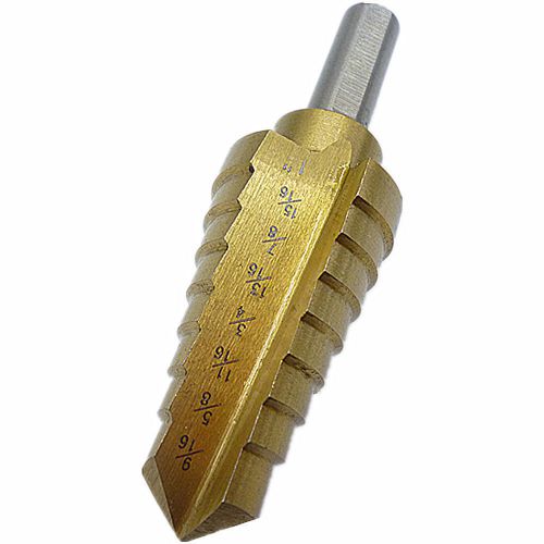 9/16&#034; - 1&#034; Titanium HSS Step Drill Bit Multi Bits Step Cone Drill 3/8-inch shank