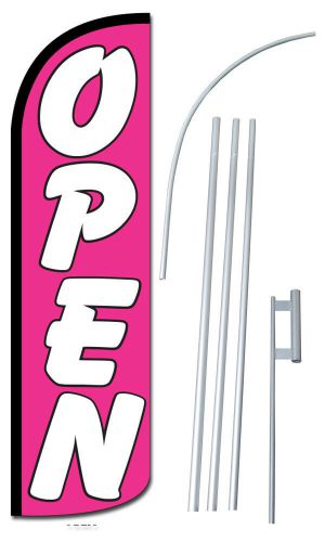 Open Pink Extra Wide Windless Swooper Flag Jumbo Banner Pole /Spike