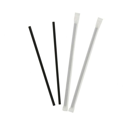 Cibowares 7.75&#034; individually wrapped jumbo black straws, case of 12,500 for sale