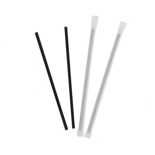 CiboWares 7.75&#034; Individually Wrapped Jumbo Black Straws, Case of 12,500