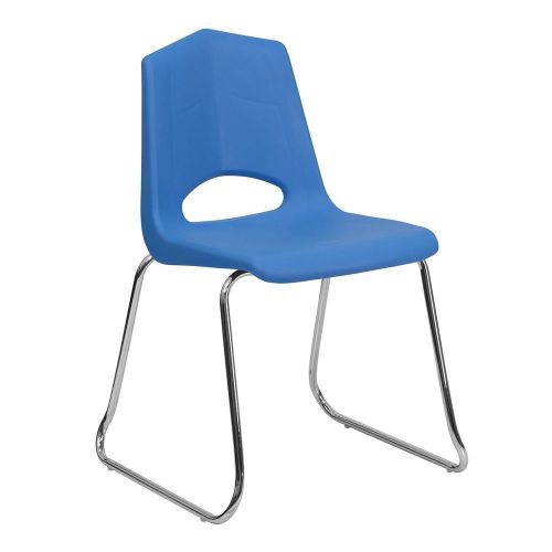 Plastic Sled Base Stack Chair with Chrome Frame - Blue (4 Pack) AB164475