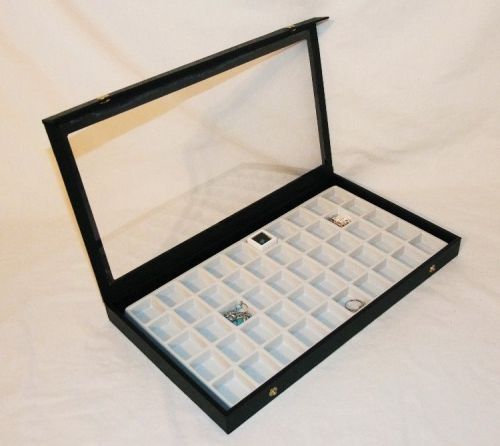 50 SLOT MULTIPURPOSE CLEAR TOP JEWELRY DISPLAY CASE WHITE