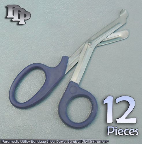 12Pcs Paramedic Utility Bandage Shear Scissor7.25&#034; Blue Handle DDP Instruments