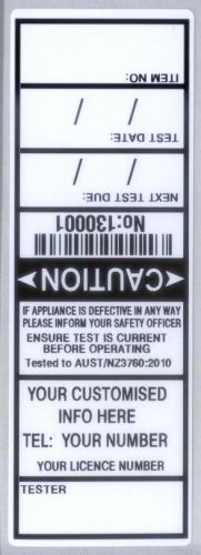 500 electrical / appliance test tags / labels. includes free customising for sale