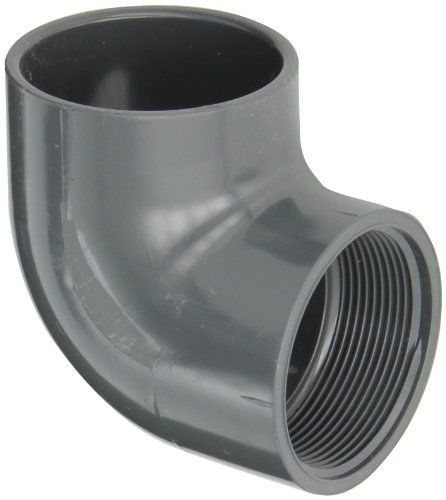 Spears 407-G Series PVC Pipe Fitting, 90 Degree Elbow, Schedule 40, Gray, 2&#034;