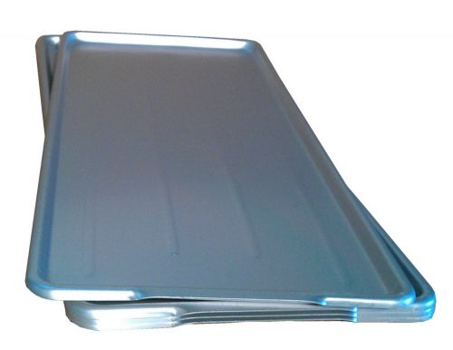 QTY (4) 12&#034; x 30&#034; ALUMINUM MEAT SUPERMARKET TRAYS PLATTERS PANS NSF Approved