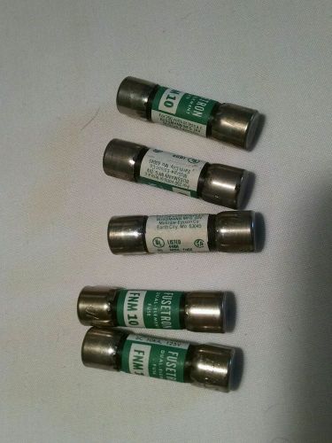 LOT OF 5 FUSETRON FNM-10 DUAL ELEMENT FUSES 10A
