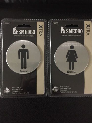 Set Of Two Smedbo Xtra Restroom Signs Stainless Steel New