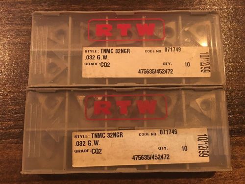 BRAND NEW Lot of 20 RTW Carbide Inserts TNMC 32NGR