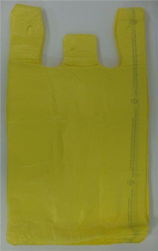 1000 Qty. Yellow Plastic T-Shirt Retail Shopping Bags w/ Handles 11.5&#034; x 6&#034;x 21&#034;