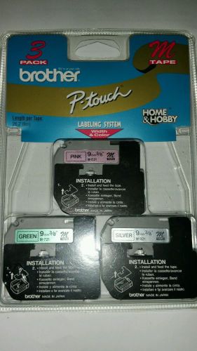 Brother P-Touch Laminated Labels ME793 3-packs PInk, Silver and Green