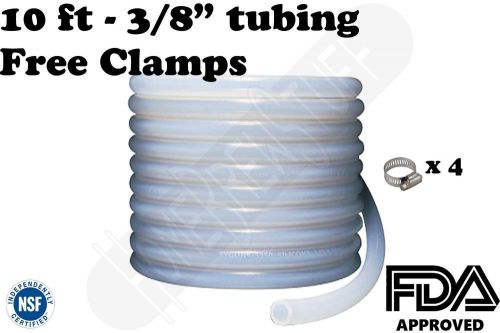 3/8&#034; High Temp Silicone Tubing 10&#039; Free Clamps, Beer Homebrew Home Brew Brewing
