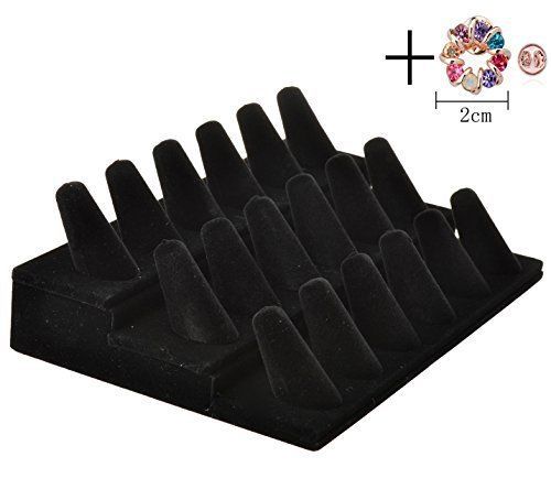 Ginasy Black Velvet 18 Finger Ring Showcase Counter Top Display