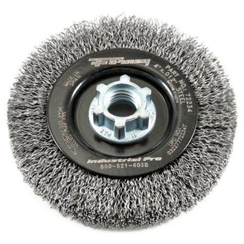Wire Wheel Brush, Industrial Pro Crimped W/Dual Arbor 5/8&#034;-11 And M14, 4&#034; X 2.0&#034;