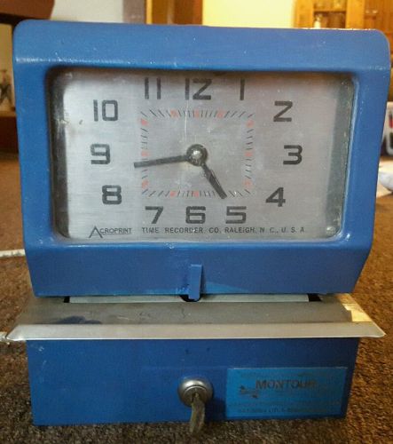 VINTAGE Acroprint Time Recorder Co. 150NR5  Time Clock Punch with  Key