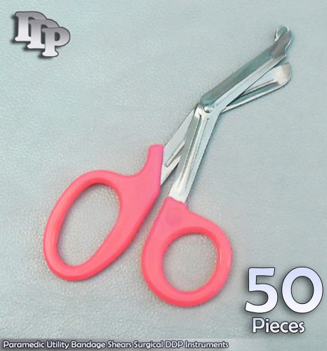 50 Paramedic Utility Bandage Shear Scissor 7.25&#034; Pink Surgical Instruments