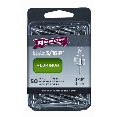 Arrow Fastener RSA3/16IP Short Aluminum 3/16-Inch Rivets, 50-Pack New