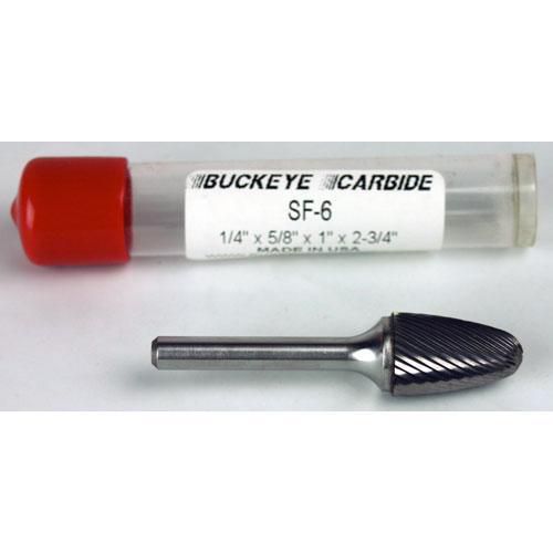 Carbide Burr (SF-6) Round Nose Tree - Single Cut - 1/4 x 5/8 x 1 x 2 3/4