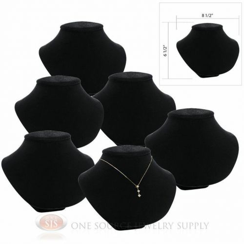 (6) 6 1/2&#034; pendant necklace black velvet neck form jewelry presentation displays for sale