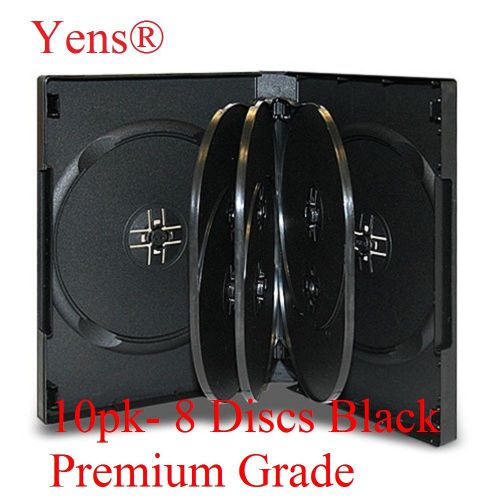 Yens® 10 Premium 8 Disc Black CD DVD Case Movie Box 10#BDVD8