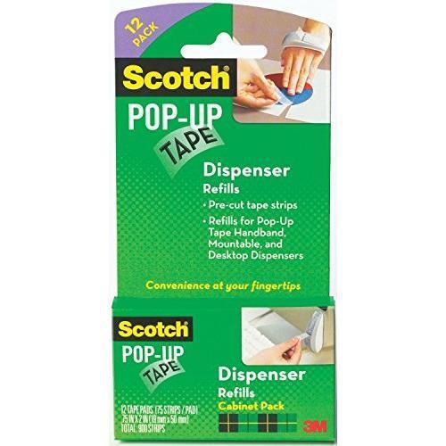 Scotch Pop-Up Tape Strips 19mm X 50mm, 12 Tape Pads(2Pack) New
