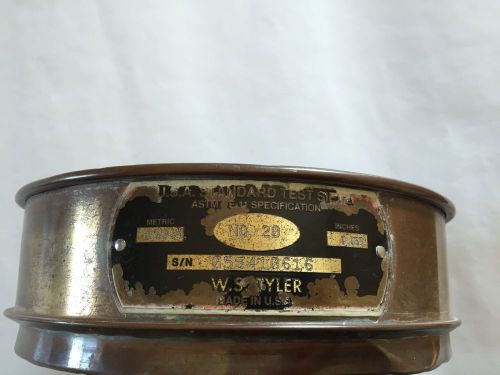 Usa standard 8&#034;  test sieve no20 made in usa w.s. tyler for sale