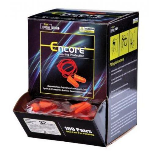 ENCORE HEARING PROTECTION 100 PAIR OF CORDED EAR PLUGS