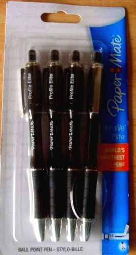 12 PAPERMATE PROFILE ELITE 1.4mm BLACK  INK RETRACTABLE BALLPOINT PENS