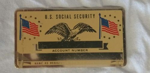 4 Metal U.S. social security card  Un stamped